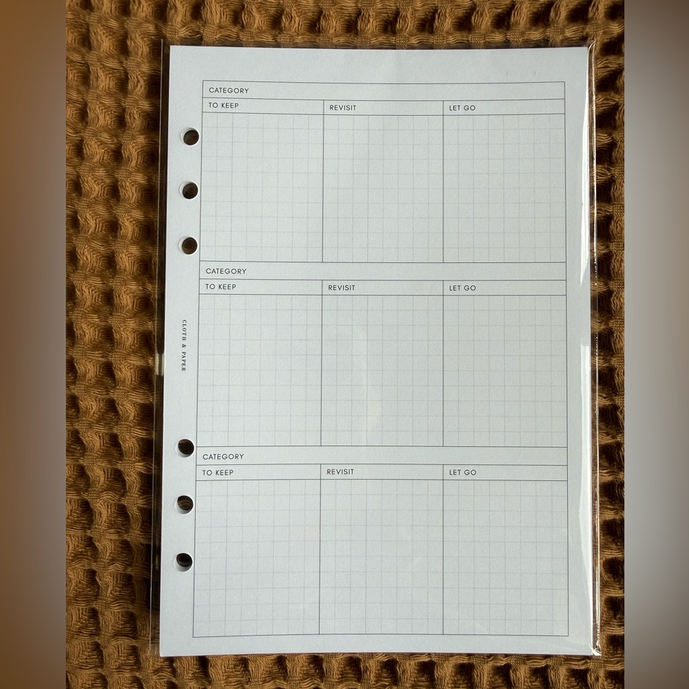 Cloth & Paper Planner Inserts | Declutter A5